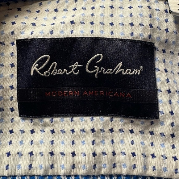 Robert Graham Tailored Fit Long Sleeve Button Up Blue Plaid Shirt XL - Picture 3 of 10